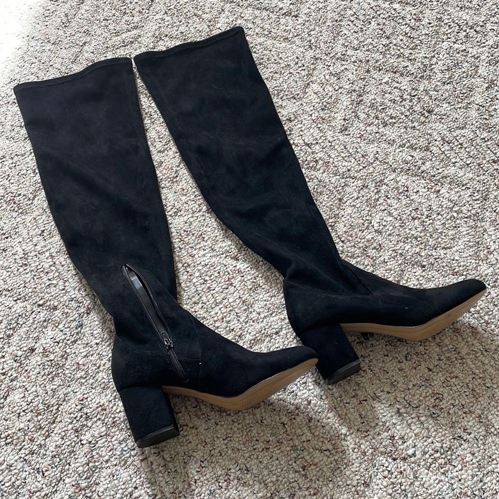 INC Black Knee High Suede Boots